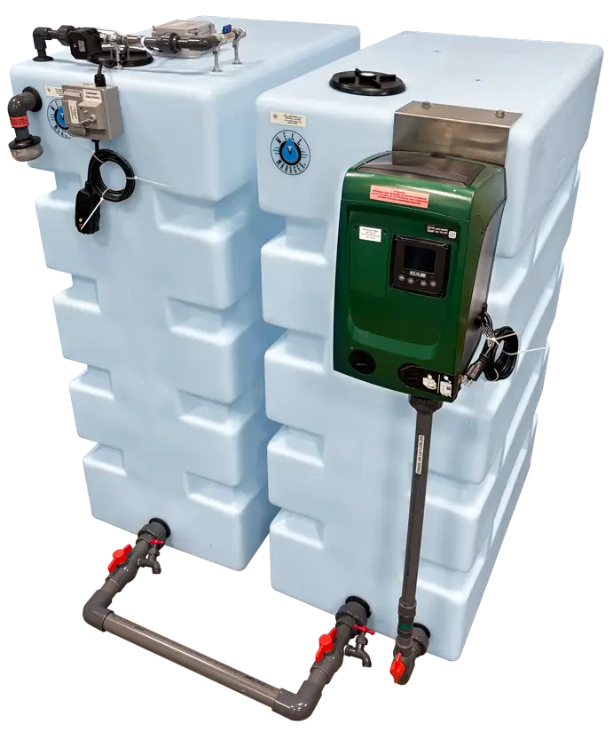 ConstaBoost™ 210 Vertical 2 Tank System with an External DAB E.SYBOX Mini 3 1HP Pump for low water pressure solutions, providing consistent output pressure